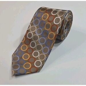 Michael Kors Gold Multicolor Circles Silk Neck Tie 3.5X57.5